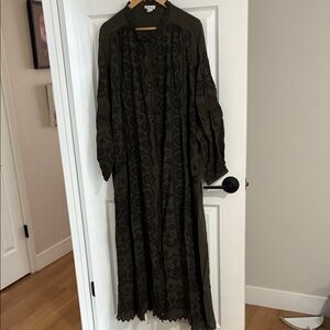 Sundance Olive Long Sleeve Embroidered Dress
